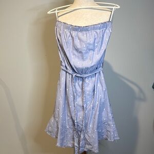 Cloth & Stone Light Blue Frayed Hem 100% cotton dress sz S